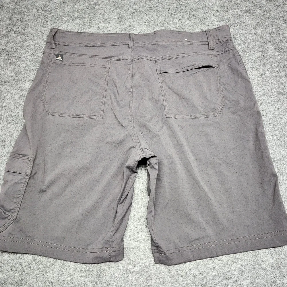 Prana Mens Belted Stretch Nylon Zion Shorts Gray Khaki 38 10